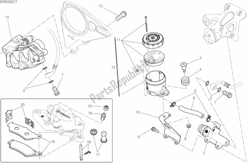 All parts for the Rear Brake System of the Ducati Diavel Xdiavel S Thailand 1260 2018